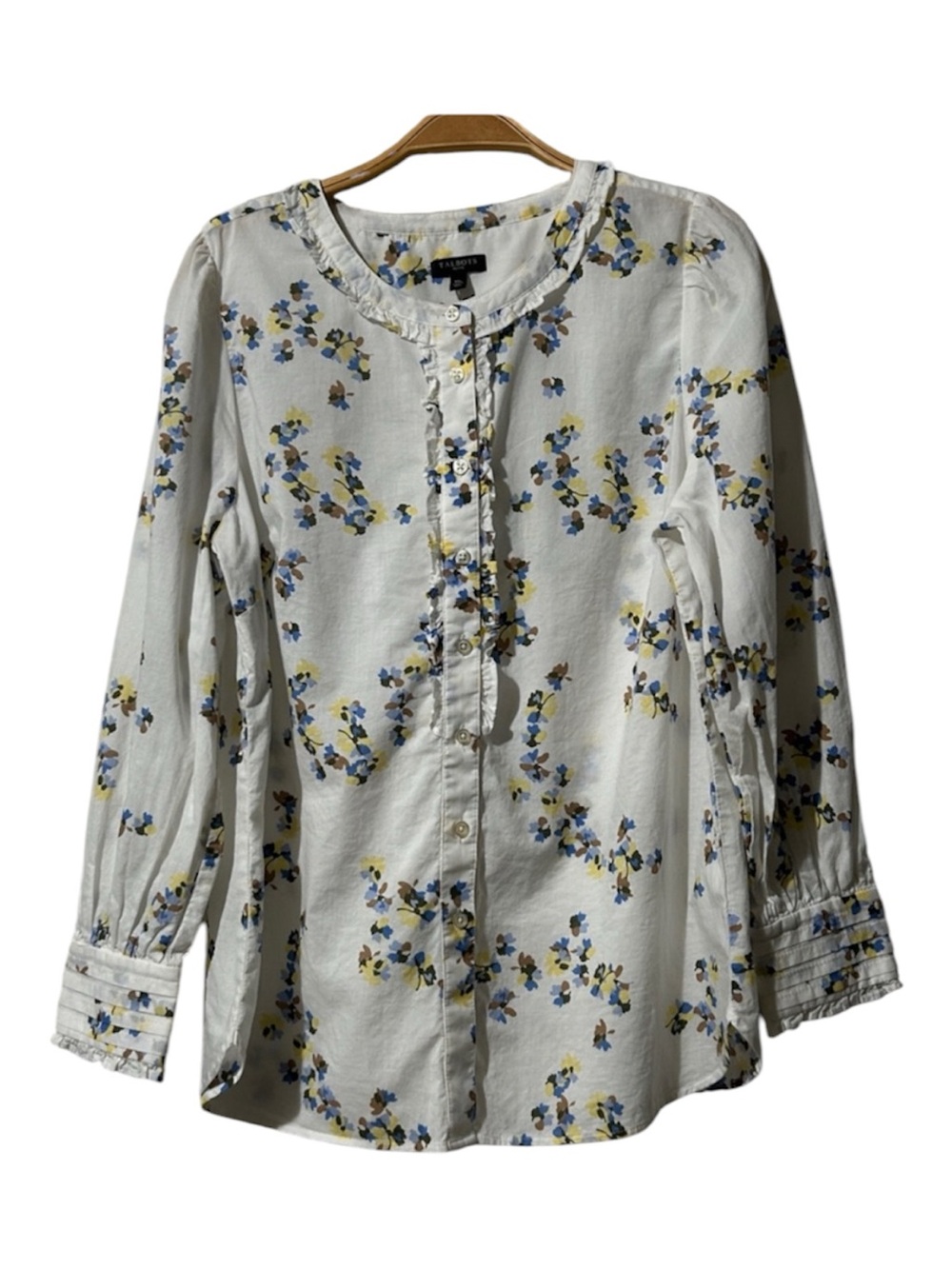🆕 Talbots Petite Pleaded Ruffle Trim Floral Blouse. NWOT - Picture 11 of 12
